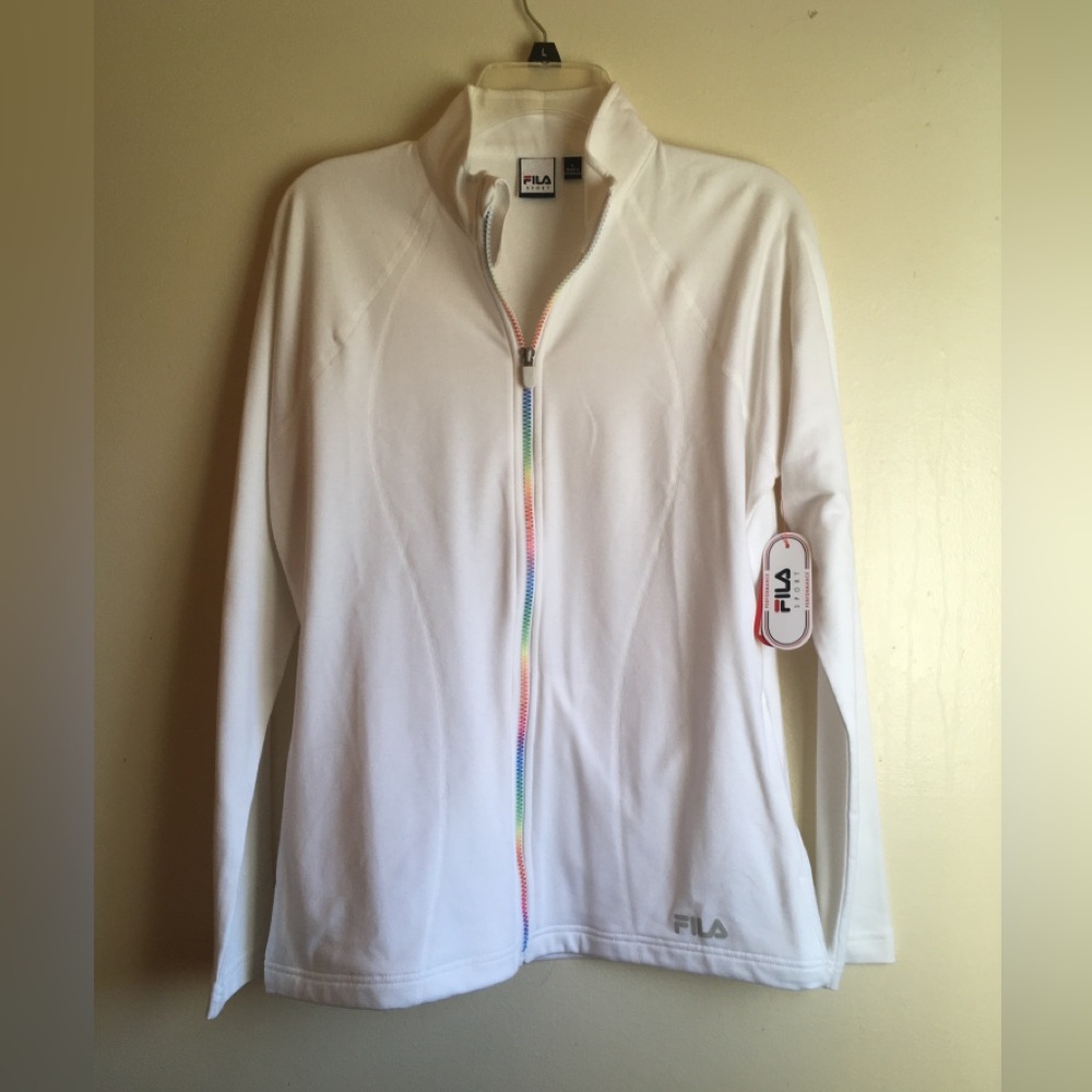 Fila Sport White Jacket with Multicolor Zipper
